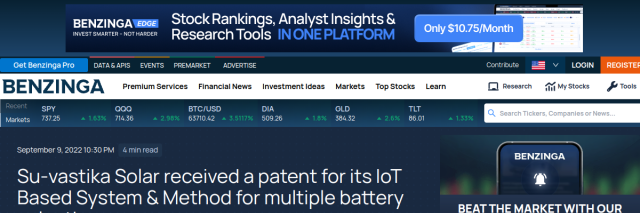 Su-vastika Receives Patent for IoT-Based System & Method for Multiple Battery Selection