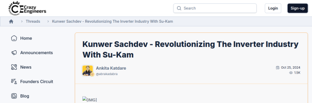 Kunwer Sachdev — Revolutionizing the Inverter Industry with Su-Kam