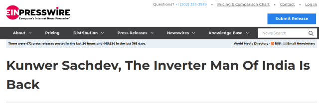 Kunwer Sachdev — The Inverter Man of India Is Back