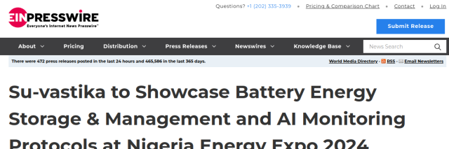 Su-vastika to Showcase Battery Energy Storage & AI Monitoring at Nigeria Energy Expo 2024