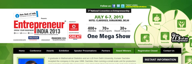 Entrepreneur India Show 2013 — Kunwer Sachdev Speaker