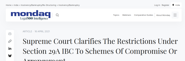 Supreme Court Clarifies Restrictions Under Section 29A IBC (Kunwer Sachdev Case)