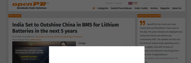 India Set to Outshine China in BMS for Lithium Batteries in the Next 5 Years