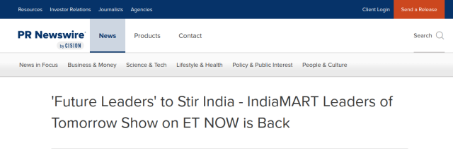 SMEs Felicitated at ET NOW–IndiaMART Leaders of Tomorrow