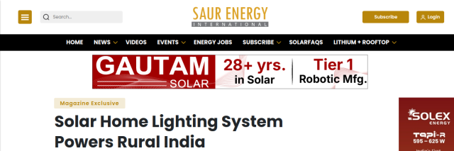 Solar Home Lighting System Powers Rural India