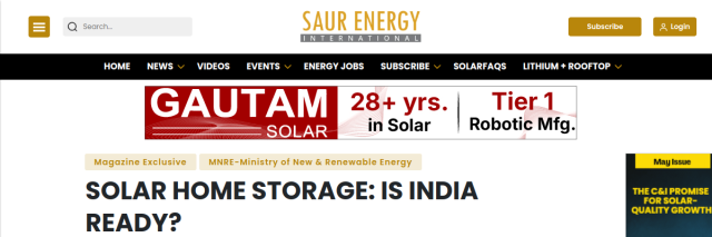 Solar Home Energy Storage: Is India Ready?