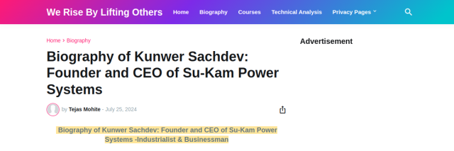 Biography of Kunwer Sachdev: Founder and CEO of Su-Kam Power Systems