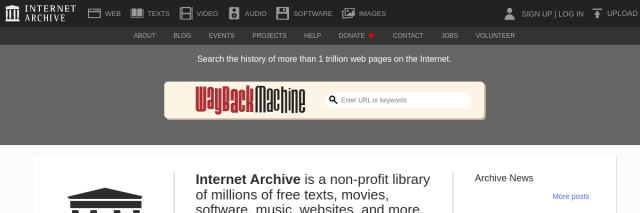 Aperçu de Internet Archive