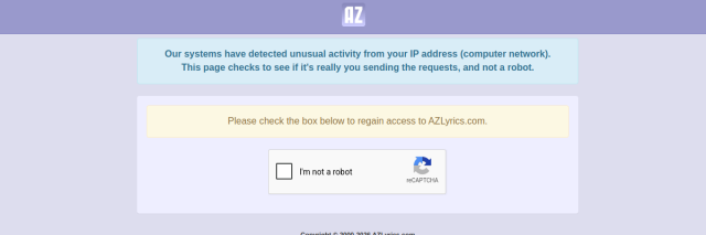Aperçu de AZLyrics