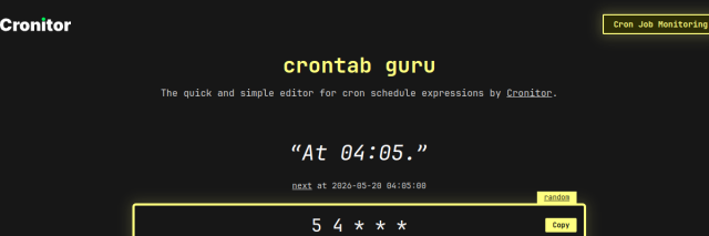 Aperçu de Crontab Guru
