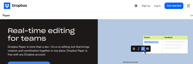 Aperçu de Dropbox Paper