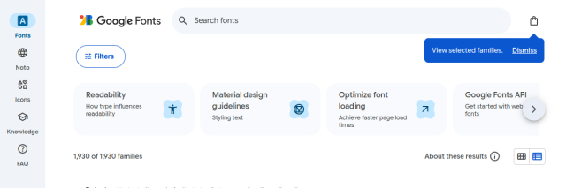 Aperçu de Google Fonts