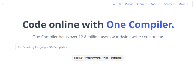 Aperçu de OneCompiler