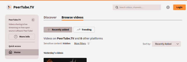 Aperçu de PeerTube