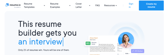 Aperçu de Resume.io