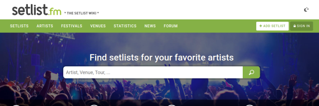 Aperçu de Setlist.fm
