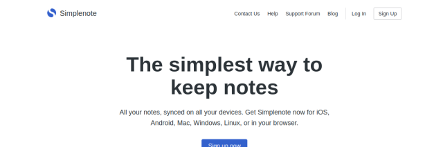 Aperçu de Simplenote