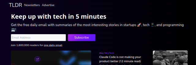 Aperçu de TLDR Newsletter