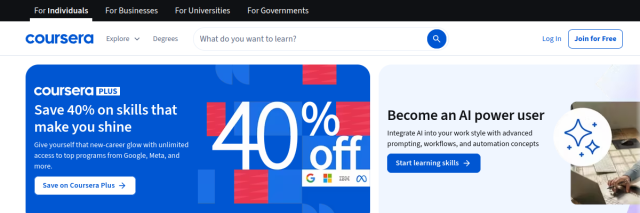 Aperçu de Coursera