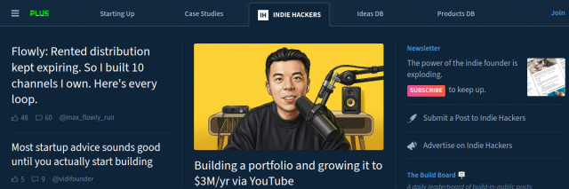 Aperçu de Indie Hackers