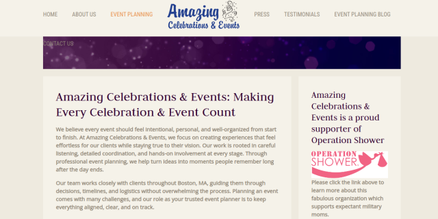 Wedding Planner Boston website screenshot