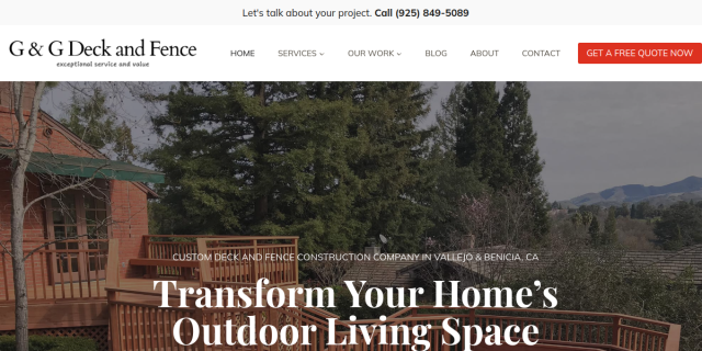 G & G Deck and Fence website screenshot