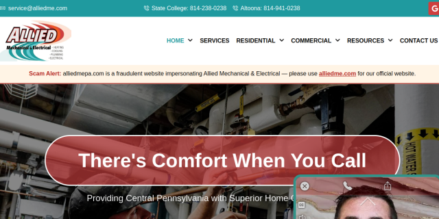 Allied Mechanical & Electrical, Inc. website screenshot