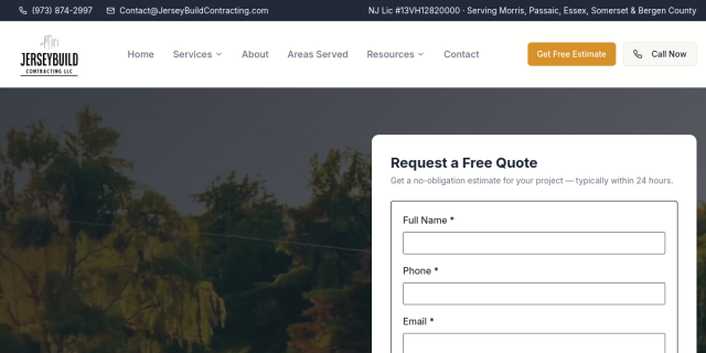 Call Jersey Build Contracting If You Are Looking For Roof Maintenance In Fair Lawn NJ website screenshot