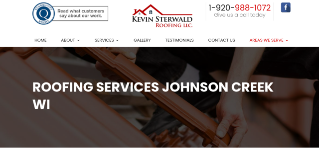 Hire Professional Roofers in Johnson Creek WI website screenshot