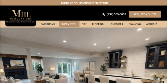 Basement Remodeling Mason OH website screenshot
