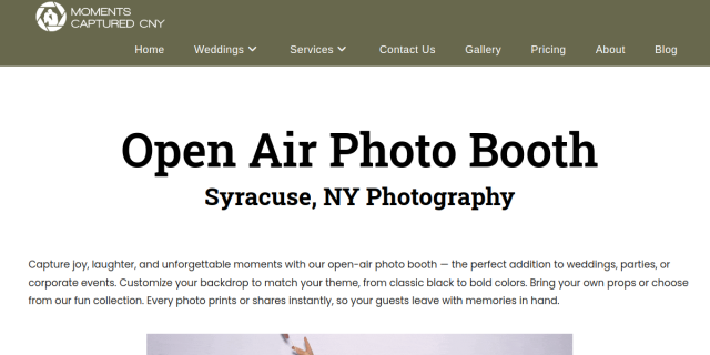 Photo Booth Service Syracuse NY website screenshot