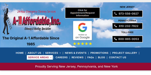 Roof Installation Contractor Clifton NJ website screenshot