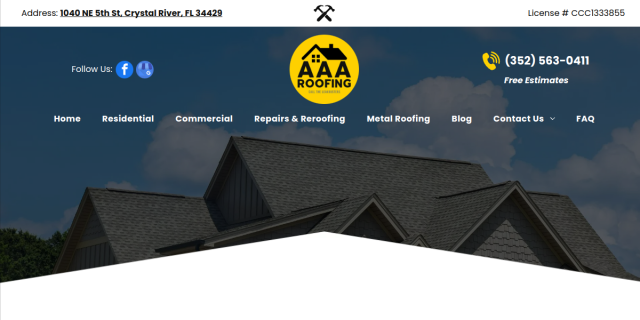 Roofer Spring Hill FL website screenshot