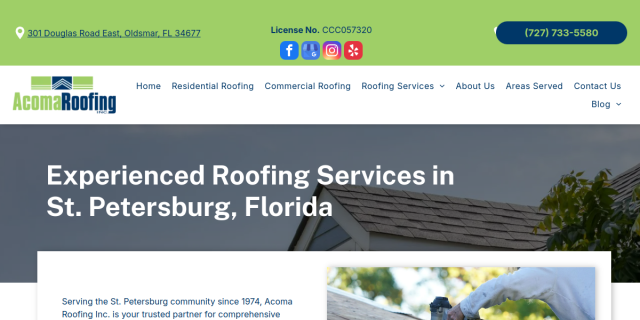 Residential Roofing Contractor St. Petersburg FL website screenshot