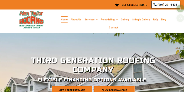 Alan Taylor Roofing LLC Providing Comprehensive Residential and Commercial Roofing Solutions website screenshot
