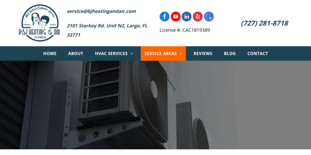 B & J Heating & Air Conditioning website screenshot