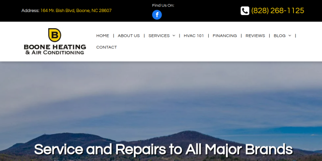 Residential Air Conditioning Contractor Boone NC website screenshot