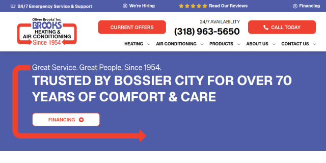 Air Conditioning Replacement Greenwood LA website screenshot