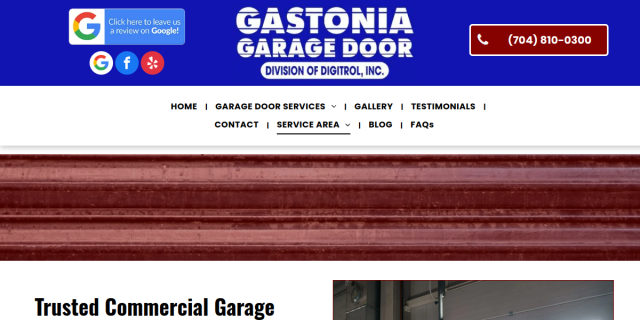 Garage Door Services in Mount Holly, NC website screenshot
