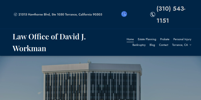 Law Firm of David J. Workman Providing Guidance Through Legal Challenges website screenshot