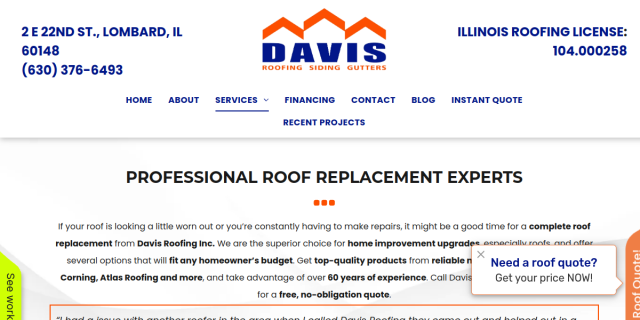Roof Inspection Service Oak Brook IL website screenshot