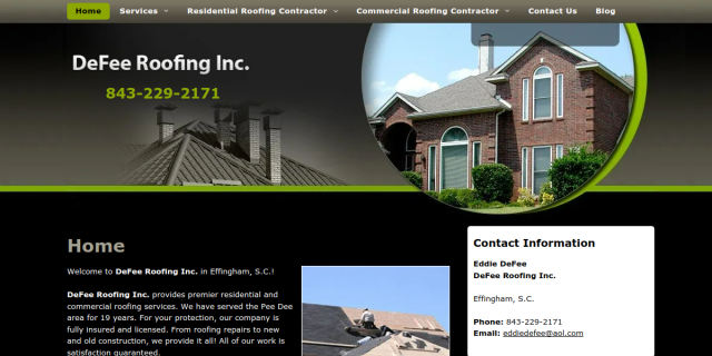 Local Roofing Contractor Sumter SC website screenshot
