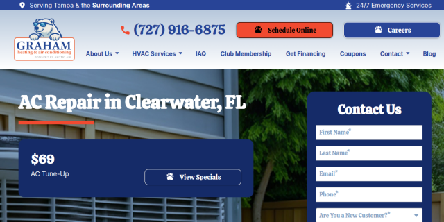 Graham Heating & Air Conditioning Your Trusted AC Repair Company In Clearwater website screenshot
