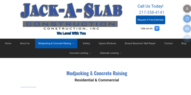 Concrete Slab Leveling Peoria IL website screenshot
