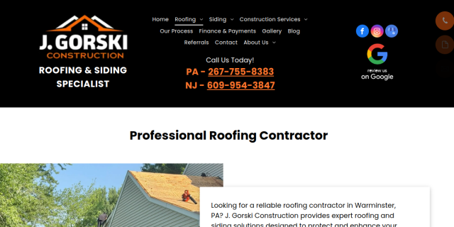 Vinyl Siding Contractor Warminster PA website screenshot