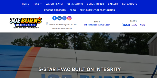 Joe Burns Heating And Air website screenshot
