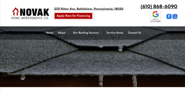 Roofing Installations Easton PA website screenshot