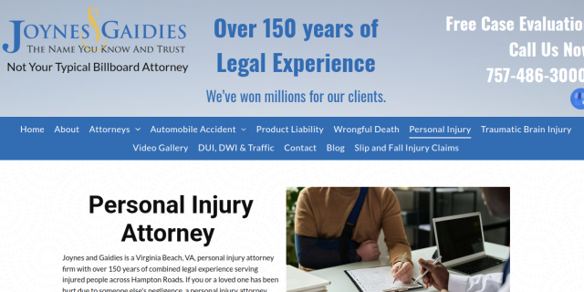 Personal Injury Attorney Virginia Beach VA website screenshot