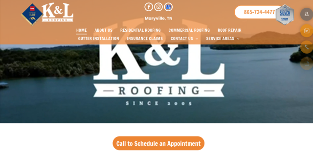 Residential Roofing Contractor Maryville TN website screenshot