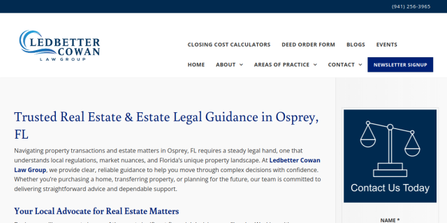 Real Estate Lawyer Navigating Property Transactions and Disputes in Osprey FL website screenshot
